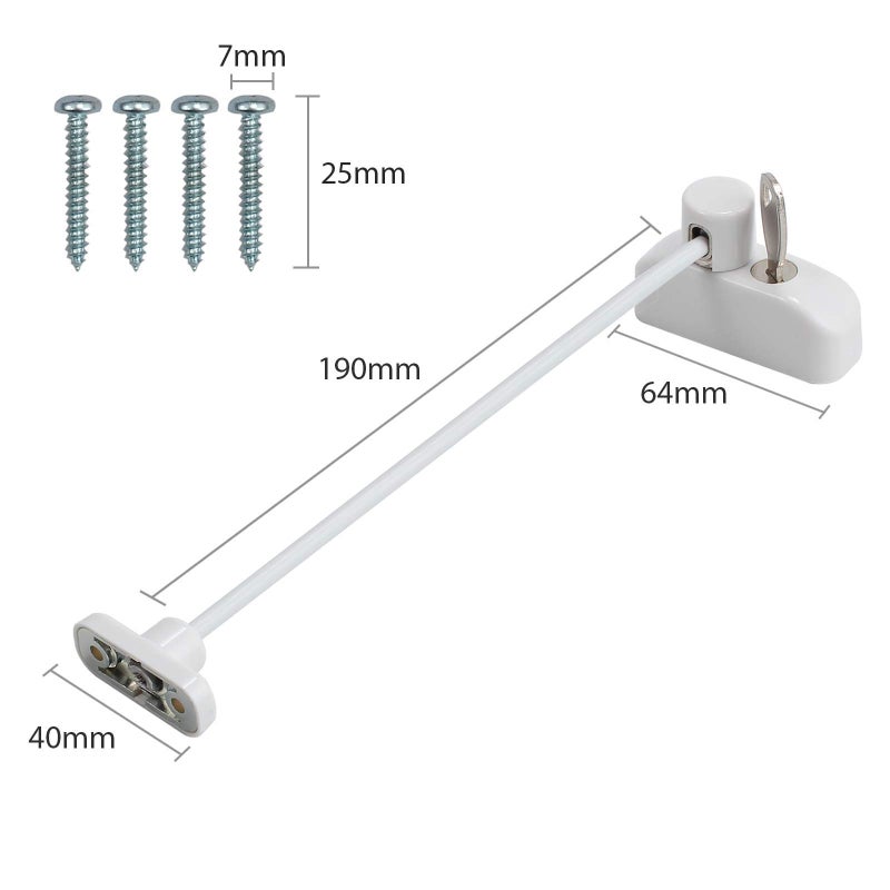 Kamtop 4 PCS Window Restrictor Locks, Lockable Window & Door Limiters with Keys, Child-Friendly Casement Window Lock, Window Opening Control Guard for Improved Child Protection (White) - Image 3